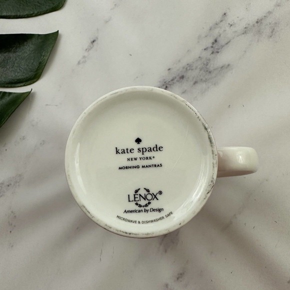 Kate Spade Lenox Morning Mantras Coffee Mug White Pink Stripe How Sweet It Is - Picture 5 of 5